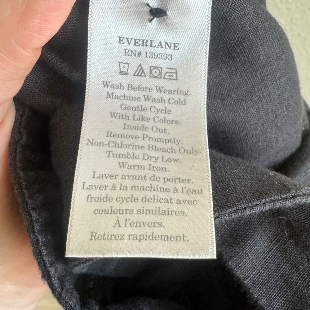 Everlane Black 100% Linen Picnic‎ Jumpsuit Button Front Wide Leg Womens Size 0